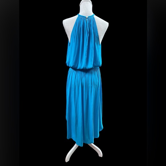 Ramy Brook sz MD sleeveless NWOT turquoise blue lightweight ruched waist dress - Picture 3 of 8